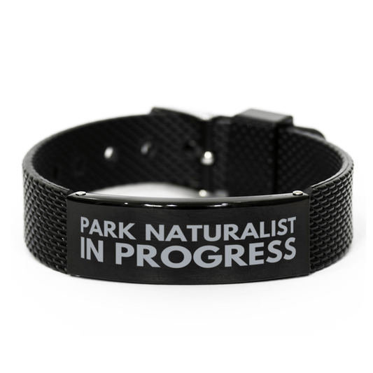 Inspirational Park Naturalist Black Shark Mesh Bracelet, Park Naturalist In Progress, Best Graduation Gifts for Students