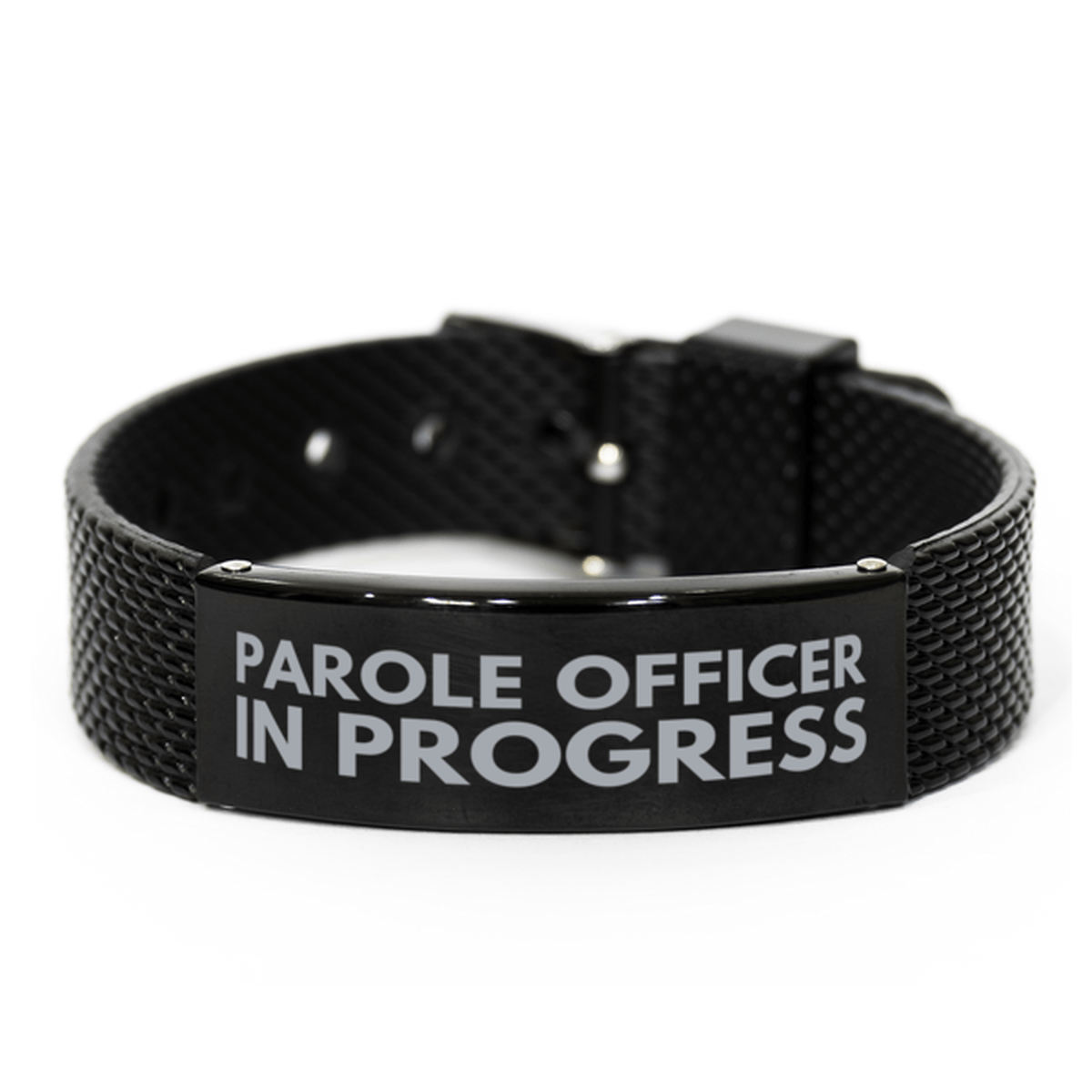 Inspirational Parole Officer Black Shark Mesh Bracelet, Parole Officer In Progress, Best Graduation Gifts for Students