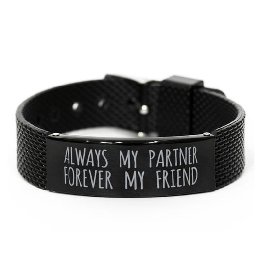 Inspirational Partner Black Shark Mesh Bracelet, Always My Partner Forever My Friend, Best Birthday Gifts for Family Friends