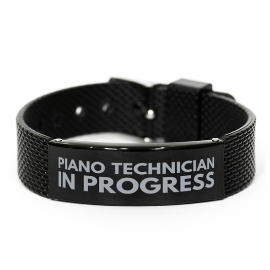 Inspirational Piano Technician Black Shark Mesh Bracelet, Piano Technician In Progress, Best Graduation Gifts for Students