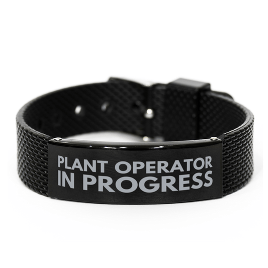 Inspirational Plant Operator Black Shark Mesh Bracelet, Plant Operator In Progress, Best Graduation Gifts for Students