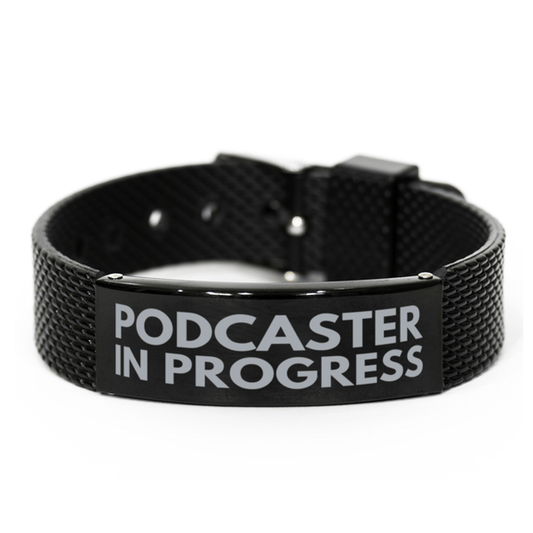 Inspirational Podcaster Black Shark Mesh Bracelet, Podcaster In Progress, Best Graduation Gifts for Students