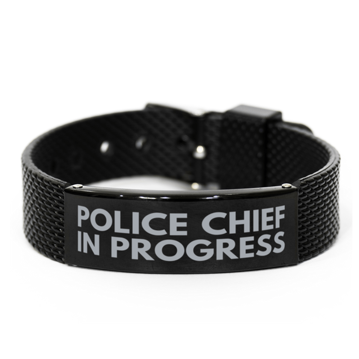 Inspirational Police Chief Black Shark Mesh Bracelet, Police Chief In Progress, Best Graduation Gifts for Students