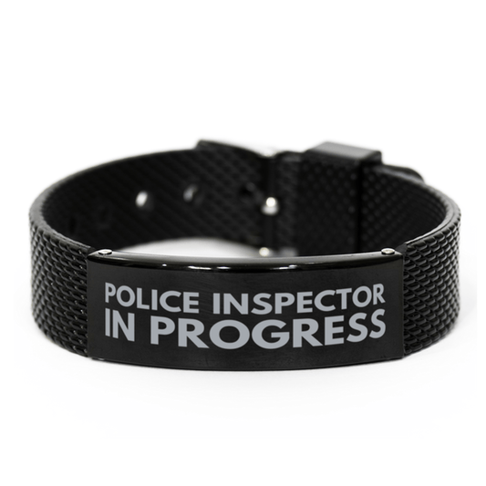 Inspirational Police Inspector Black Shark Mesh Bracelet, Police Inspector In Progress, Best Graduation Gifts for Students