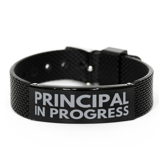 Inspirational Principal Black Shark Mesh Bracelet, Principal In Progress, Best Graduation Gifts for Students