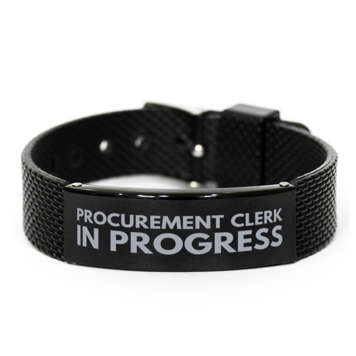 Inspirational Procurement Clerk Black Shark Mesh Bracelet, Procurement Clerk In Progress, Best Graduation Gifts for Students