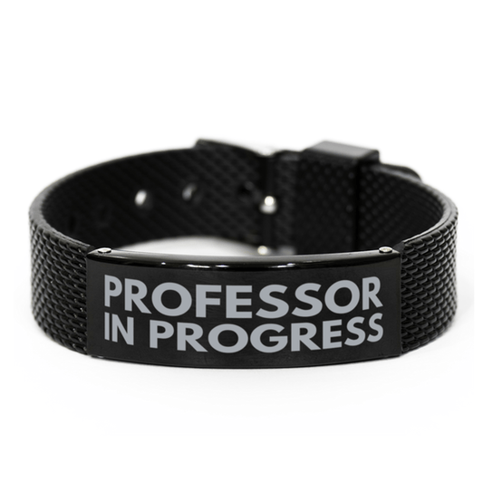 Inspirational Professor Black Shark Mesh Bracelet, Professor In Progress, Best Graduation Gifts for Students