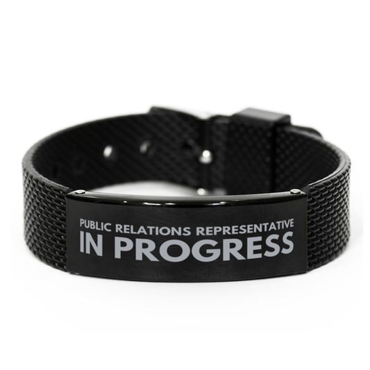 Inspirational Public Relations Representative Black Shark Mesh Bracelet, Public Relations Representative In Progress, Best Graduation Gifts for Students