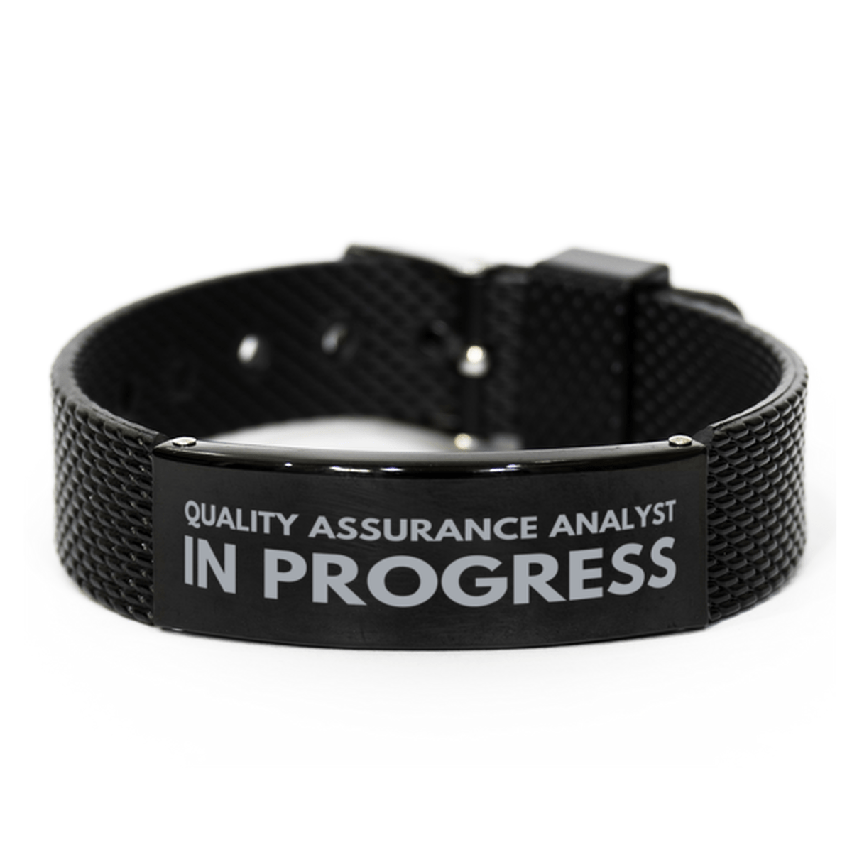 Inspirational Quality Assurance Analyst Black Shark Mesh Bracelet, Quality Assurance Analyst In Progress, Best Graduation Gifts for Students