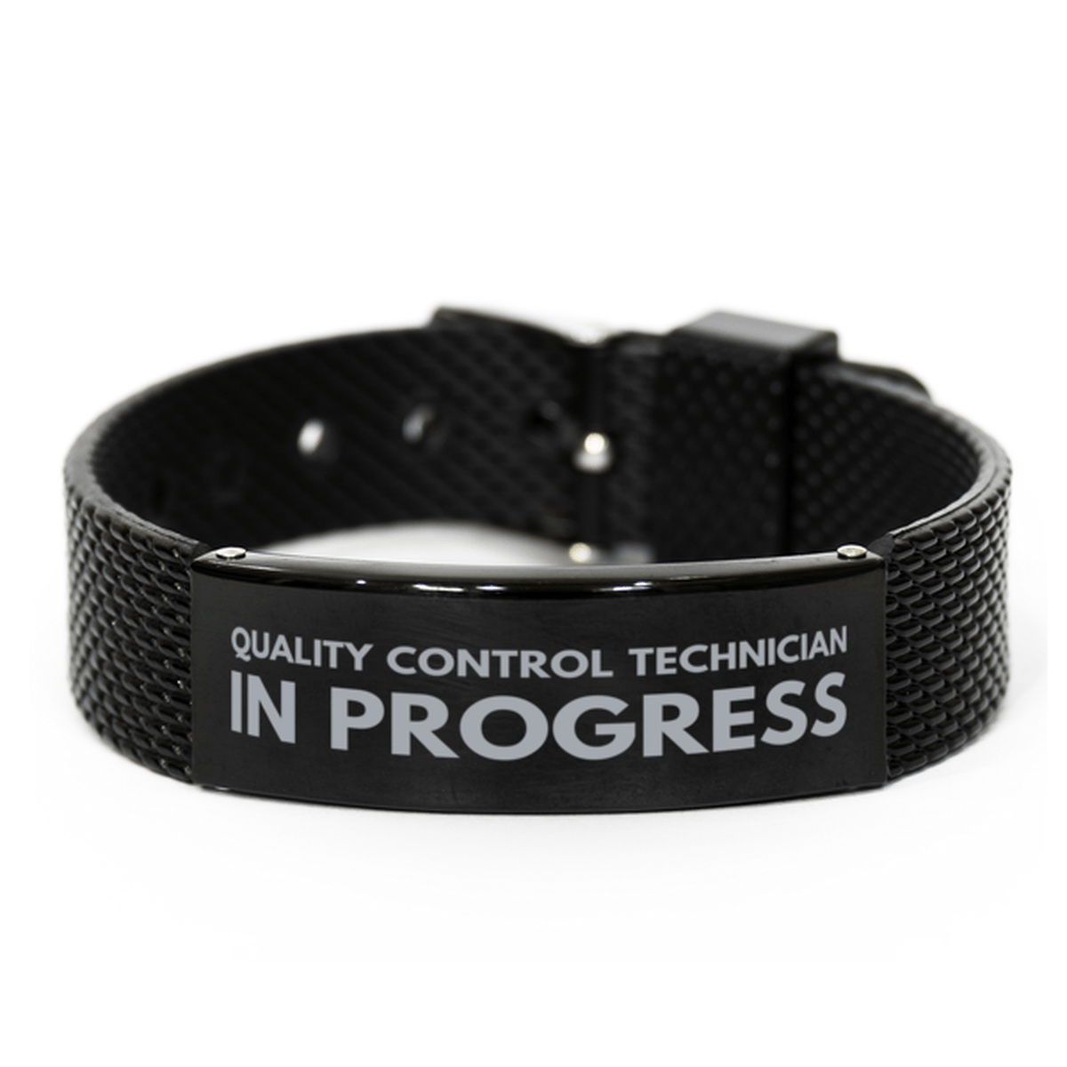 Inspirational Quality Control Technician Black Shark Mesh Bracelet, Quality Control Technician In Progress, Best Graduation Gifts for Students