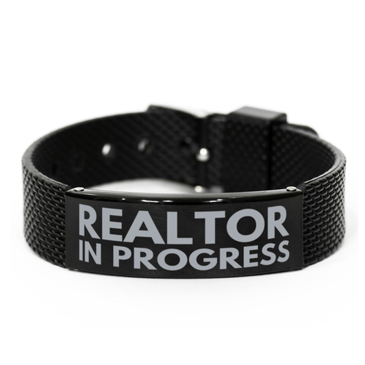 Inspirational Realtor Black Shark Mesh Bracelet, Realtor In Progress, Best Graduation Gifts for Students