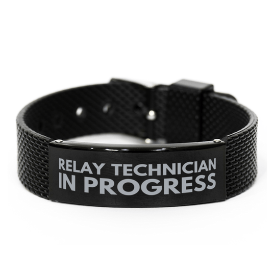 Inspirational Relay Technician Black Shark Mesh Bracelet, Relay Technician In Progress, Best Graduation Gifts for Students