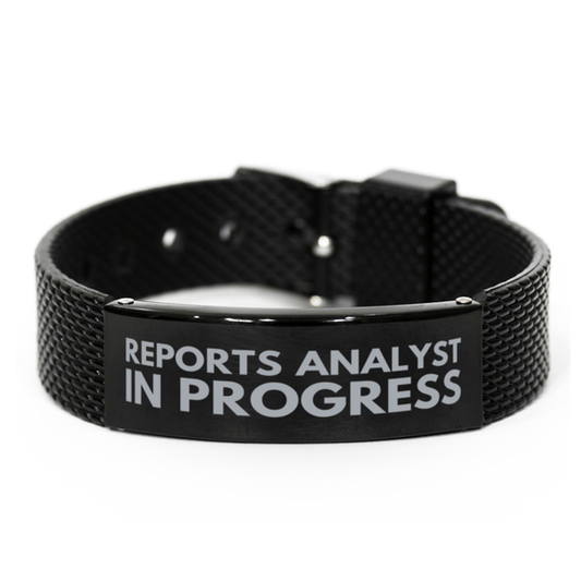 Inspirational Reports Analyst Black Shark Mesh Bracelet, Reports Analyst In Progress, Best Graduation Gifts for Students