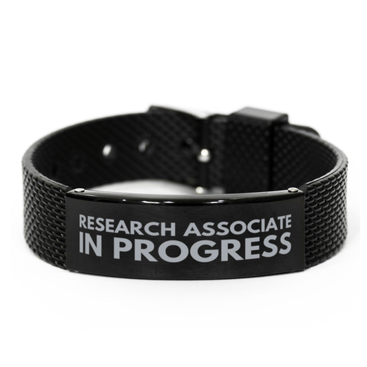 Inspirational Research Associate Black Shark Mesh Bracelet, Research Associate In Progress, Best Graduation Gifts for Students