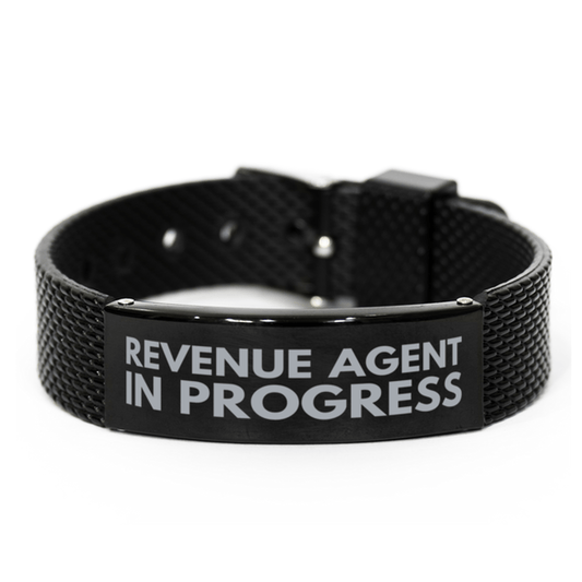 Inspirational Revenue Agent Black Shark Mesh Bracelet, Revenue Agent In Progress, Best Graduation Gifts for Students