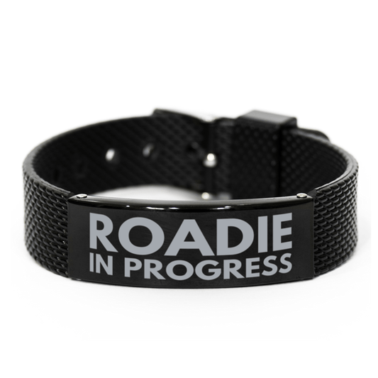 Inspirational Roadie Black Shark Mesh Bracelet, Roadie In Progress, Best Graduation Gifts for Students