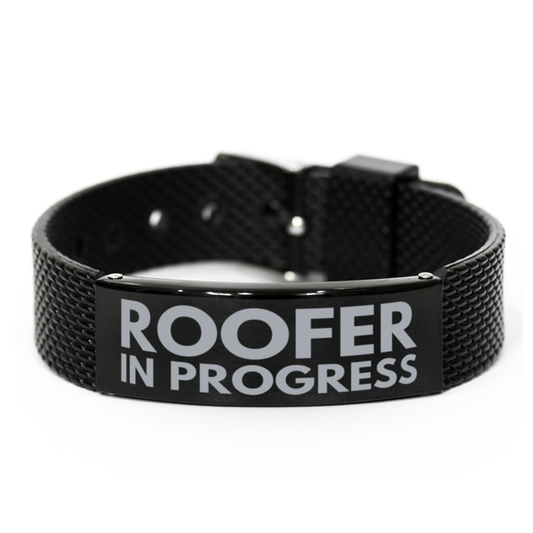 Inspirational Roofer Black Shark Mesh Bracelet, Roofer In Progress, Best Graduation Gifts for Students