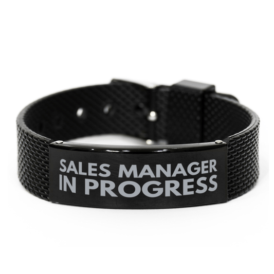 Inspirational Sales Manager Black Shark Mesh Bracelet, Sales Manager In Progress, Best Graduation Gifts for Students
