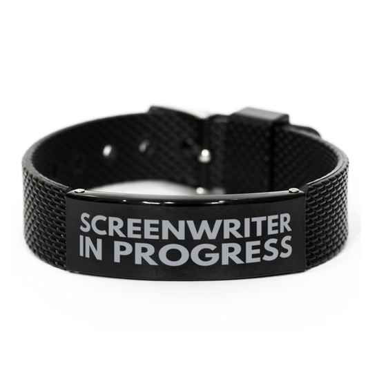 Inspirational Screenwriter Black Shark Mesh Bracelet, Screenwriter In Progress, Best Graduation Gifts for Students