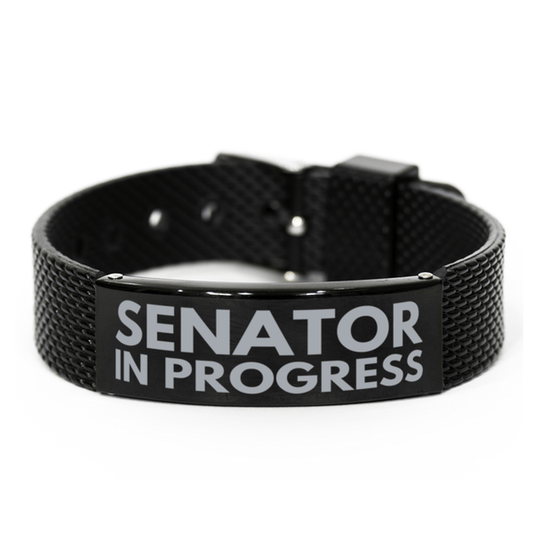 Inspirational Senator Black Shark Mesh Bracelet, Senator In Progress, Best Graduation Gifts for Students