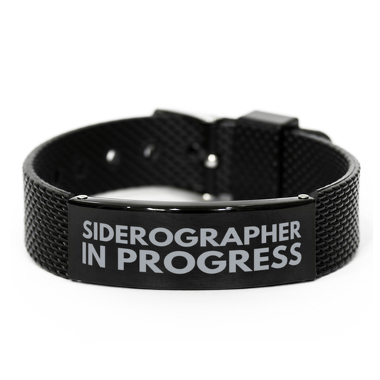 Inspirational Siderographer Black Shark Mesh Bracelet, Siderographer In Progress, Best Graduation Gifts for Students