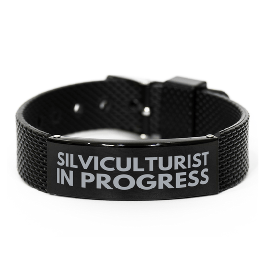 Inspirational Silviculturist Black Shark Mesh Bracelet, Silviculturist In Progress, Best Graduation Gifts for Students