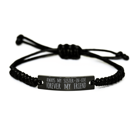 Inspirational Sister in Love Black Rope Bracelet, Always My Sister in Love Forever My Friend, Best Birthday Gifts For Family