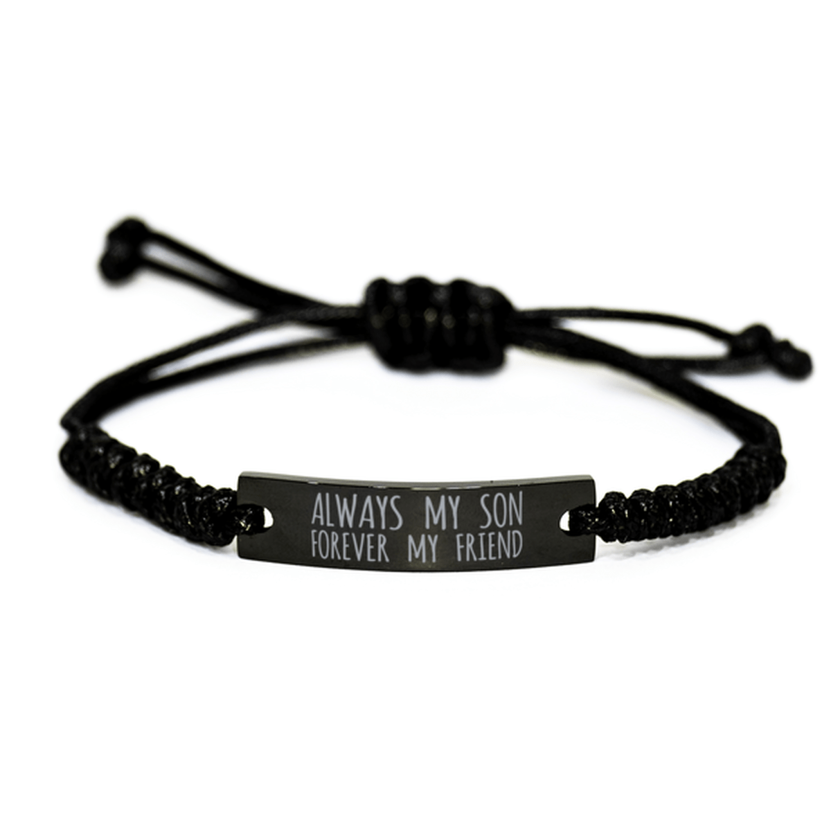 Inspirational Son Black Rope Bracelet, Always My Son Forever My Friend, Best Birthday Gifts For Family