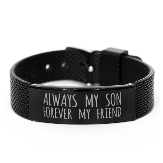 Inspirational Son Black Shark Mesh Bracelet, Always My Son Forever My Friend, Best Birthday Gifts for Family Friends