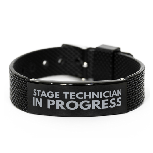 Inspirational Stage Technician Black Shark Mesh Bracelet, Stage Technician In Progress, Best Graduation Gifts for Students