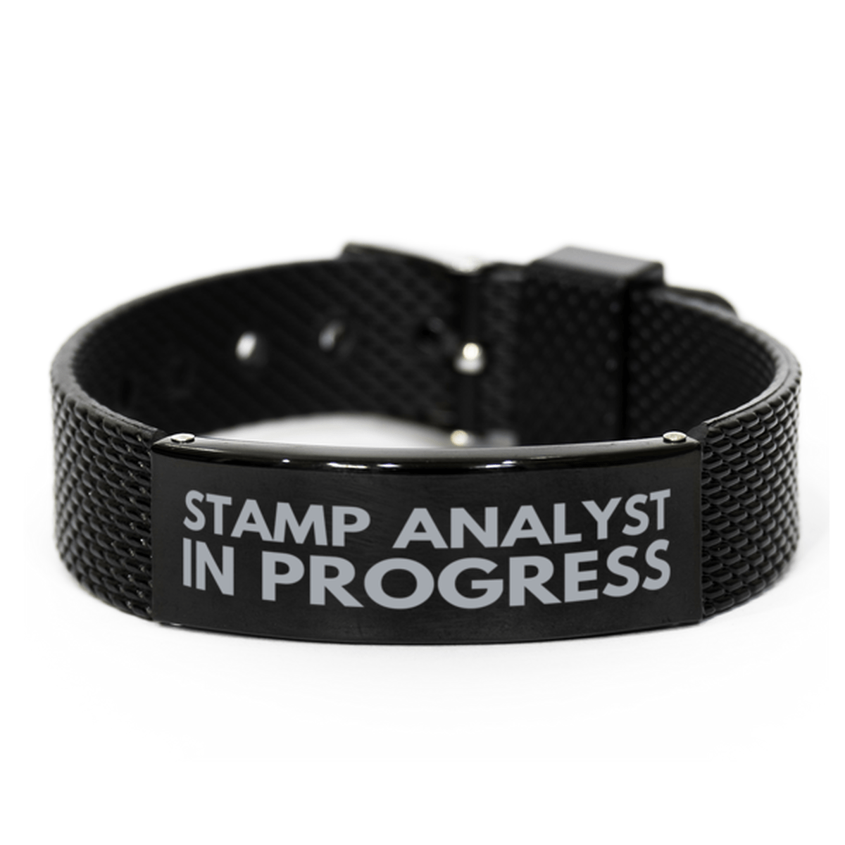 Inspirational Stamp Analyst Black Shark Mesh Bracelet, Stamp Analyst In Progress, Best Graduation Gifts for Students