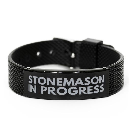 Inspirational Stonemason Black Shark Mesh Bracelet, Stonemason In Progress, Best Graduation Gifts for Students