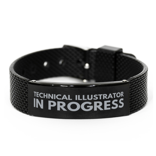 Inspirational Technical Illustrator Black Shark Mesh Bracelet, Technical Illustrator In Progress, Best Graduation Gifts for Students