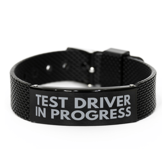 Inspirational Test Driver Black Shark Mesh Bracelet, Test Driver In Progress, Best Graduation Gifts for Students