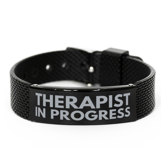 Inspirational Therapist Black Shark Mesh Bracelet, Therapist In Progress, Best Graduation Gifts for Students