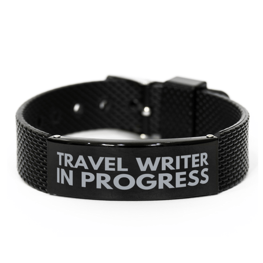Inspirational Travel Writer Black Shark Mesh Bracelet, Travel Writer In Progress, Best Graduation Gifts for Students