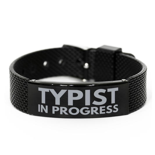 Inspirational Typist Black Shark Mesh Bracelet, Typist In Progress, Best Graduation Gifts for Students