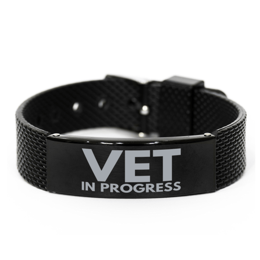 Inspirational Vet Black Shark Mesh Bracelet, Vet In Progress, Best Graduation Gifts for Students