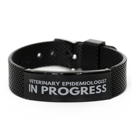 Inspirational Veterinary Epidemiologist Black Shark Mesh Bracelet, Veterinary Epidemiologist In Progress, Best Graduation Gifts for Students