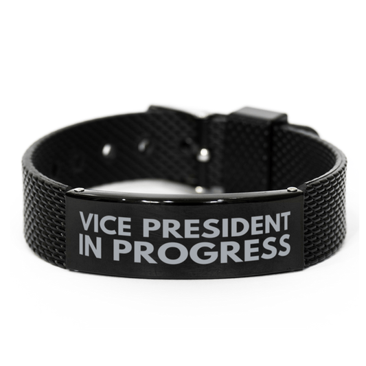 Inspirational Vice President Black Shark Mesh Bracelet, Vice President In Progress, Best Graduation Gifts for Students