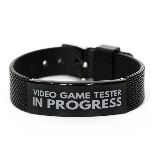 Inspirational Video Game Tester Black Shark Mesh Bracelet, Video Game Tester In Progress, Best Graduation Gifts for Students