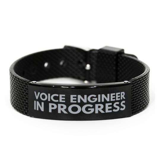 Inspirational Voice Engineer Black Shark Mesh Bracelet, Voice Engineer In Progress, Best Graduation Gifts for Students