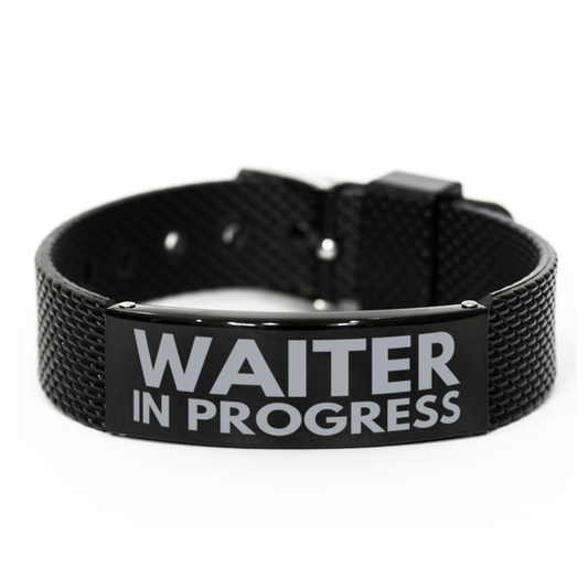 Inspirational Waiter Black Shark Mesh Bracelet, Waiter In Progress, Best Graduation Gifts for Students