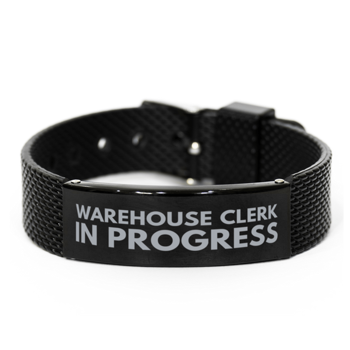 Inspirational Warehouse Clerk Black Shark Mesh Bracelet, Warehouse Clerk In Progress, Best Graduation Gifts for Students