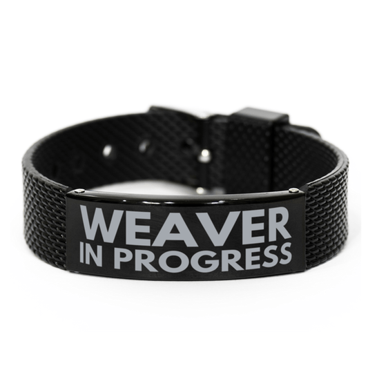 Inspirational Weaver Black Shark Mesh Bracelet, Weaver In Progress, Best Graduation Gifts for Students