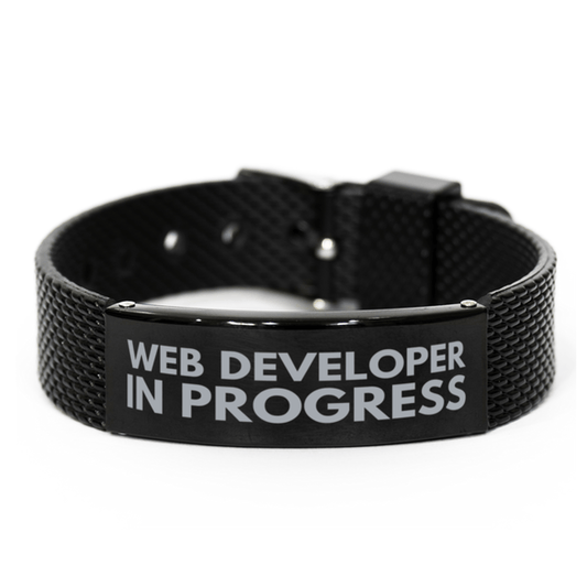 Inspirational Web Developer Black Shark Mesh Bracelet, Web Developer In Progress, Best Graduation Gifts for Students
