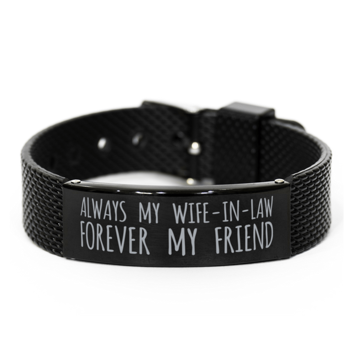 Inspirational Wife-In-Law Black Shark Mesh Bracelet, Always My Wife-In-Law Forever My Friend, Best Birthday Gifts for Family Friends