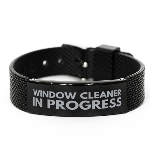 Inspirational Window Cleaner Black Shark Mesh Bracelet, Window Cleaner In Progress, Best Graduation Gifts for Students