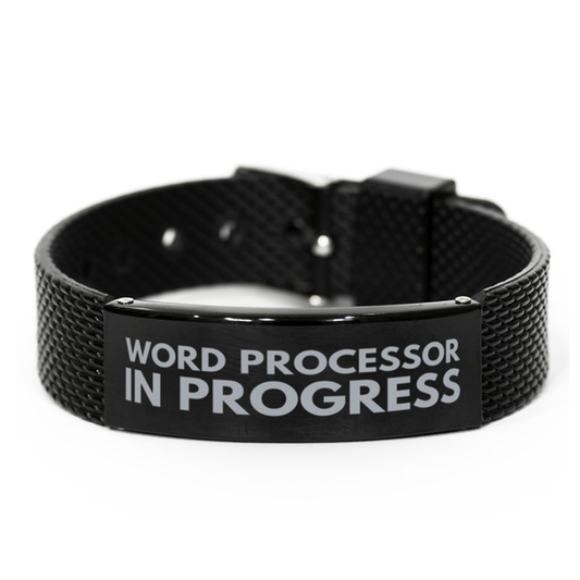Inspirational Word Processor Black Shark Mesh Bracelet, Word Processor In Progress, Best Graduation Gifts for Students