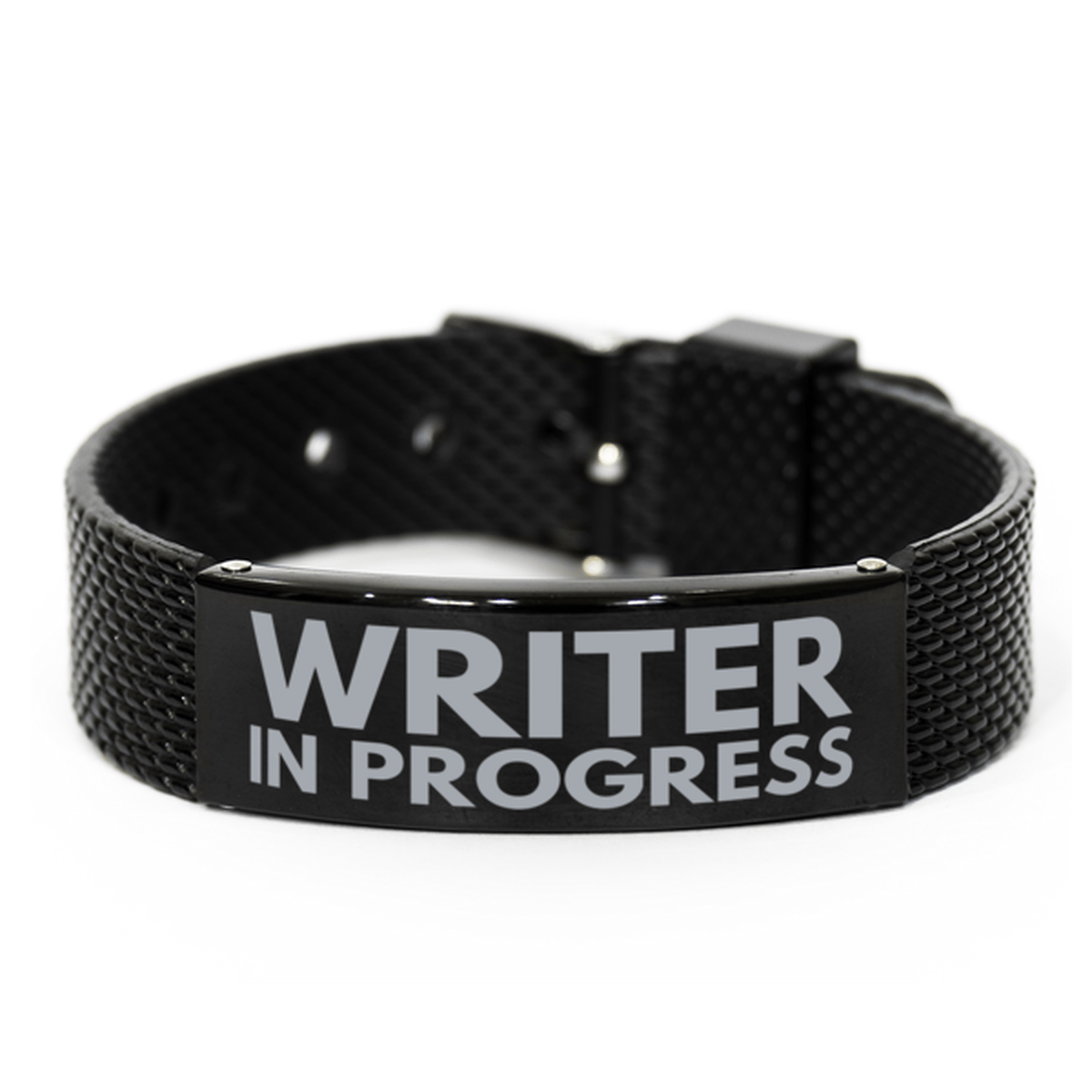 Inspirational Writer Black Shark Mesh Bracelet, Writer In Progress, Best Graduation Gifts for Students